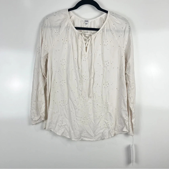NEW Sonoma Eyelet Long Sleeve Peasant Top Size PS Petite Small - Picture 1 of 8